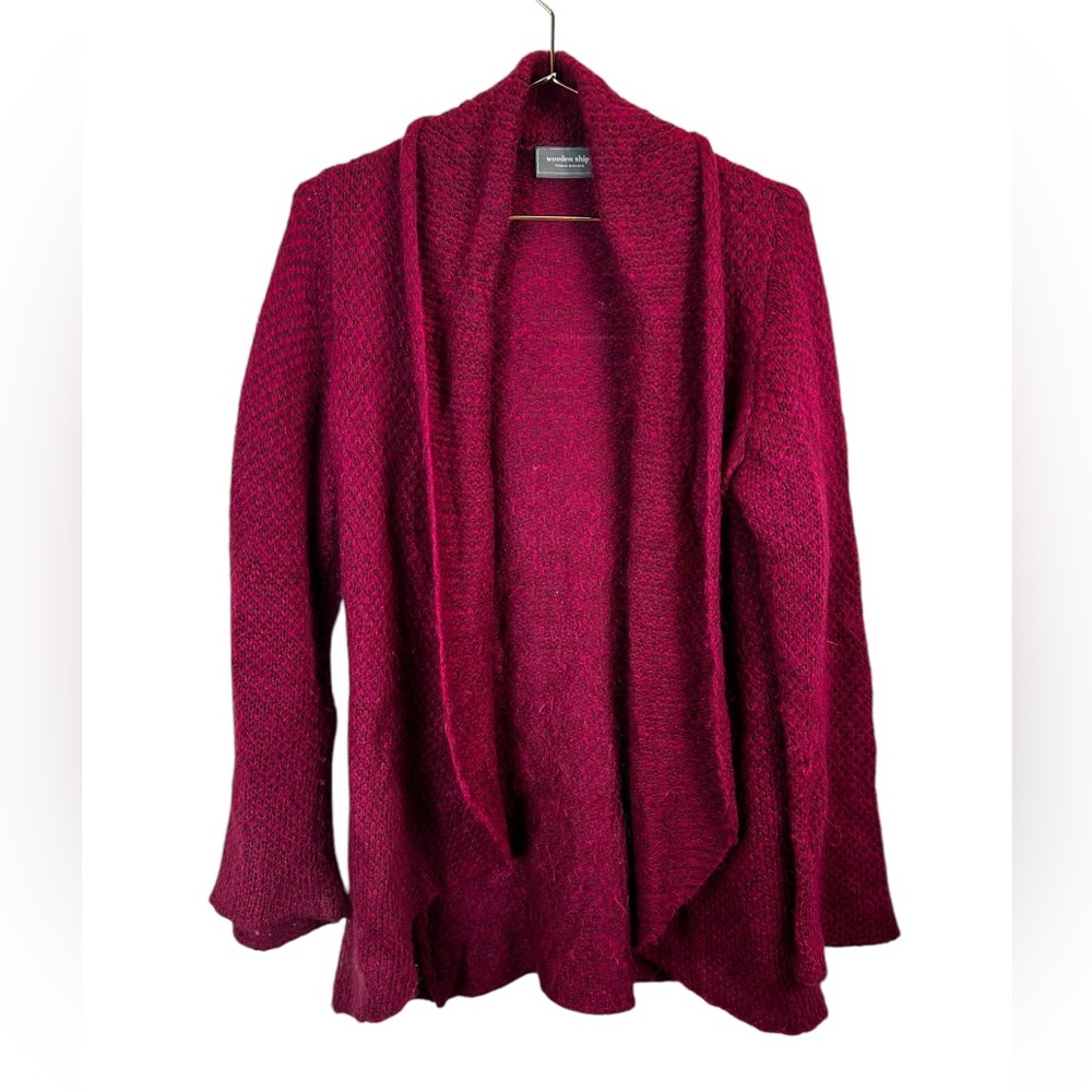 Wooden Ships Burgundy Fuchsia Mohair Wool Cardigan Sweater